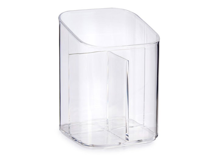 Berilo Organizador Cuadrado Alto 3 Huecos Transparente Plástico 8.3x11.5x8.3 cm (Set de 12)