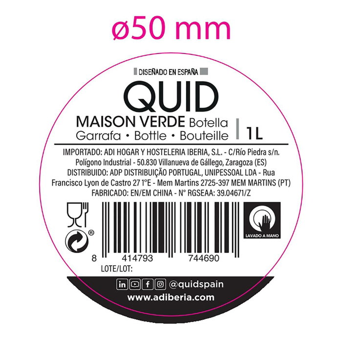 Botella Mesa Vidrio con Tapón Maison Quid 1 L