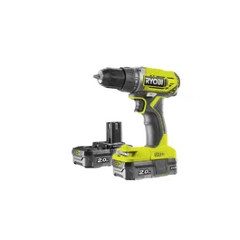 Ryobi Taladro Atornillador Inalámbrico R18DD2-220S 18V One+, Verde/Negro, 2 Baterías Li-Ion 2.0 Ah, Bolsa, 24 Config. Par, Mandril 10mm