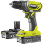 Ryobi Taladro Atornillador Inalámbrico R18DD2-220S 18V One+, Verde/Negro, 2 Baterías Li-Ion 2.0 Ah, Bolsa, 24 Config. Par, Mandril 10mm