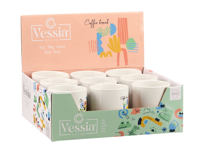 Vessia Taza Porcelana Coffee Break Surtidos 350 ml (12.4x10x8.3 cm) (Set de 27)