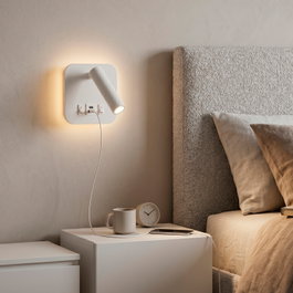 Aplique LED Spot Square 9W con Salida USB-C Blanco