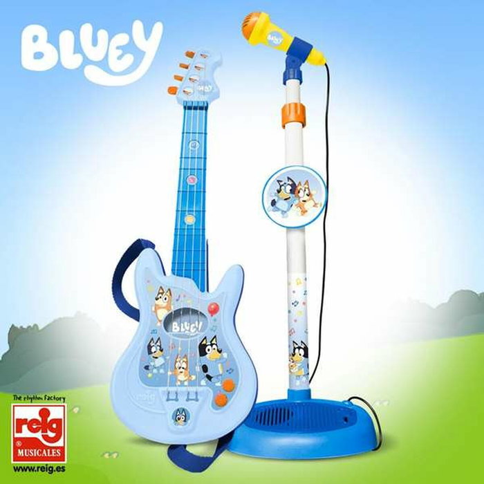 Reig Guitarra y Micrófono Bluey con Pie Extensible y Altura Regulable Reig Guitarra y Micrófono Bluey con Pie Extensible y Altura Regulable