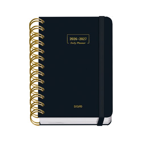 DOHE Agenda Escolar Premium Wire-O A6 2026-27 Negro con Goma DOHE Agenda Escolar Premium Wire-O A6 2026-27 Negro con Goma