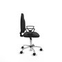 Silla de oficina Algarra con mecanismo Contacto permanente básico tapizada con Similpiel color Gris oscuro. Equipada con Base cromada, Brazos fijos y Ruedas de nailon 50 mm