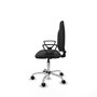 Silla de oficina Algarra con mecanismo Contacto permanente básico tapizada con Similpiel color Gris oscuro. Equipada con Base cromada, Brazos fijos y Ruedas de nailon 50 mm