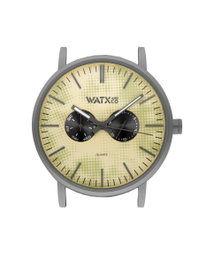 Watxandco WXCA2724 Reloj Unisex de Cuarzo Gris con Esfera Amarilla