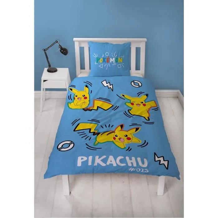Pokemon AAANW73370 Juego de Cama Pikachu Microfibra Funda Nórdica 140 x 200 cm Funda Almohada 63 x 63 cm