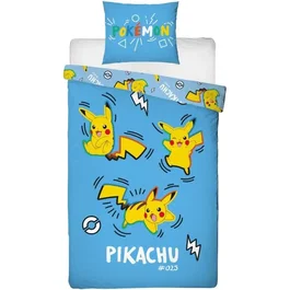 Pokemon AAANW73370 Juego de Cama Pikachu Microfibra Funda Nórdica 140 x 200 cm Funda Almohada 63 x 63 cm