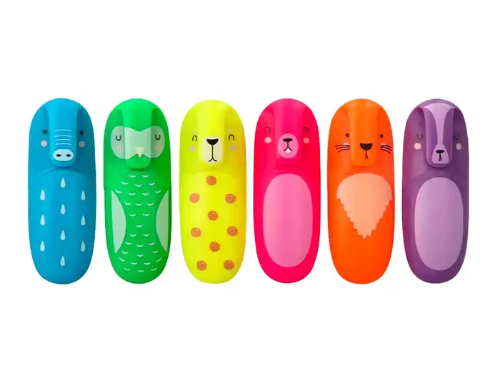 Imaginovo Rotulador fluorescente Safari Glow Neon Animales y Clip Caja de 6 Unidades Surtidas