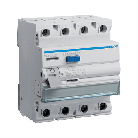 Hager CFA463D Interruptor diferencial 4 polos 63A 300mA Tipo A Hager CFA463D Interruptor diferencial 4 polos 63A 300mA Tipo A