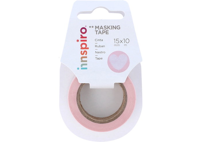 Innspiro Cinta masking tape Washi Serie Floral corazón rosa 15mm x 10m