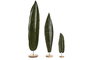 DKD Home Decor Set de Decoración de 3 Piezas de Mango y Metal con Hojas Lacadas