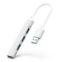 Genérico HUB USB3.0 Hub USB de 4 Puertos USB 3.0 con Cable de Alta Velocidad para Ordenador, PC y Portátil - Aleación de Aluminio - Color Plata/Gris - Certificación CE ROHS FCC