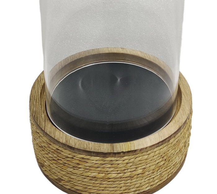 DKD Home Decor Portavelas Mango Cuerda Natural Marrón
