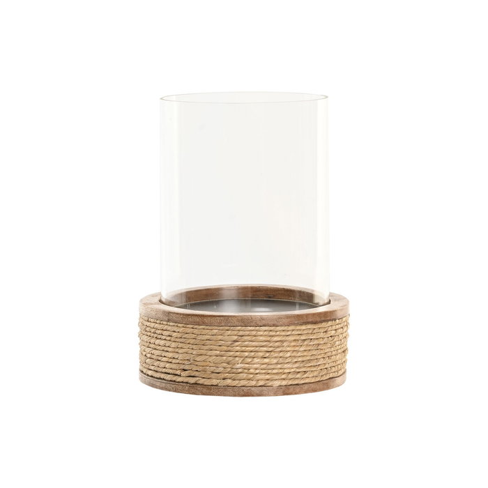 DKD Home Decor Portavelas Mango Cuerda Natural Marrón