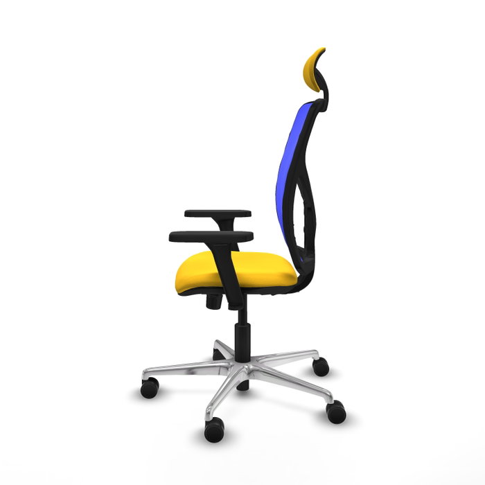 PIQUERAS Y CRESPO Silla de oficina Motilla con mecanismo Sincro, Amarillo y Azul