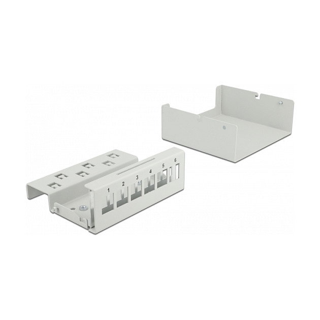 DeLOCK Panel de conexiones Keystone de 6 puertos, gris, metal, 112.5 mm x 123.5 mm x 45.2 mm