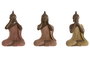 DKD Home Decor Set de 3 Figuras de Buda en Resina, Colores Coral, Lima y Naranja