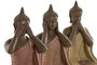 DKD Home Decor Set de 3 Figuras de Buda en Resina, Colores Coral, Lima y Naranja