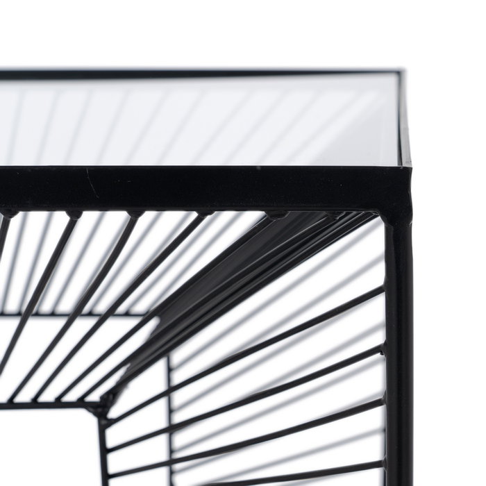 Mesita Negro Metal-Cristal 45,50 X 45,50 X 45,50 cm