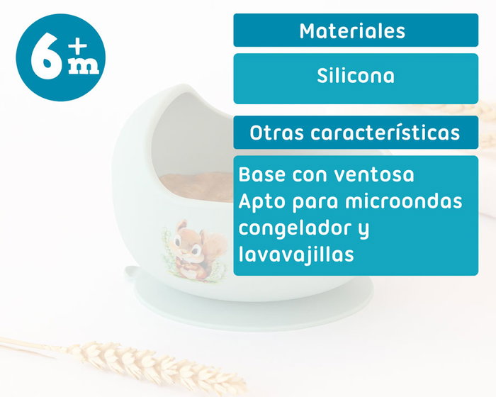 KioKids Cuenco de Silicona Verde con Ventosa para Bebé +6 Meses, Antideslizante, Libre de BPA - Colección Little Sauvages
