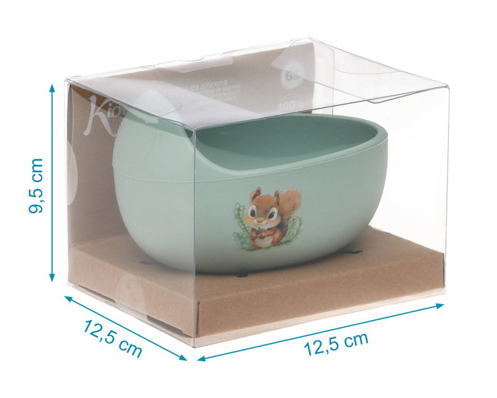 KioKids Cuenco de Silicona Verde con Ventosa para Bebé +6 Meses, Antideslizante, Libre de BPA - Colección Little Sauvages