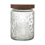 Home Deco Factory Bote Relieve Vidrio Con Tapa Acacia 700 Ml