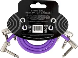 Ernie Ball CABLE EB FLEX PATCH 12? PURPLE - PACK 3