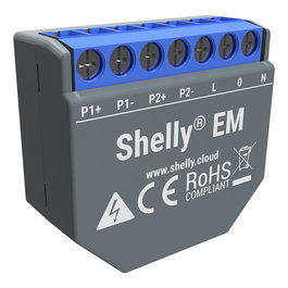 Shelly Relé EM Wifi ATSHELLYEM, Contador de Energía 2x 120A, Corriente Alterna 2A, Frecuencia 50-60 Hz