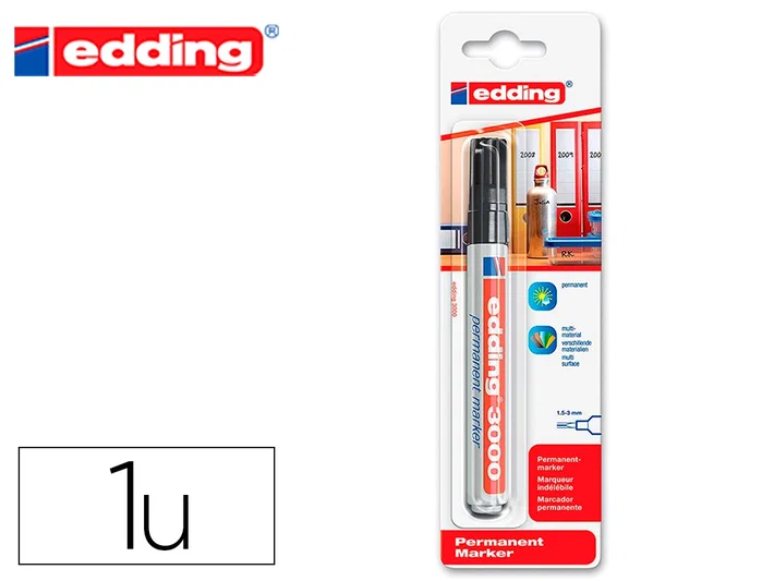 Edding Rotulador Permanente 3000 Negro punta redonda 1,5-3 mm Edding Rotulador Permanente 3000 Negro punta redonda 1,5-3 mm