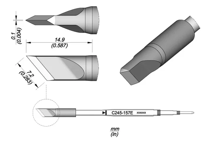 JBC TOOLS Punta de soldadura tipo cuchillo 7,2x0,1mm