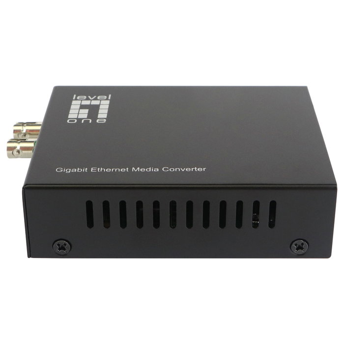 LevelOne Convertidor de Medios GVT-2003 - 10/100/1000Base-T a 1000Base-SX/LX Gigabit Ethernet, IEEE 802.3, 20 km Monomodo, ST, Negro