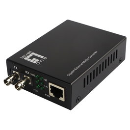 LevelOne Convertidor de Medios GVT-2003 - 10/100/1000Base-T a 1000Base-SX/LX Gigabit Ethernet, IEEE 802.3, 20 km Monomodo, ST, Negro