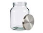 Vivalto Bote Vidrio con Tapa Metal Transparente/Plata 16x22x16 cm 3000 ml (Set de 8)