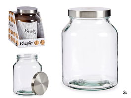 Vivalto Bote de Vidrio con Tapa de Metal 3000 ml (Pack de 8)