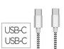 Q-connect Cable USB-C a USB-C de nailon, 1 m, Blanco