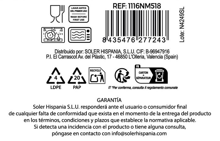 La Mediterranea - Vajilla 18 Piezas Red Opal de la Colección Whom con Platos de 26.5 cm, 23 cm y 19 cm (2 Unidades)