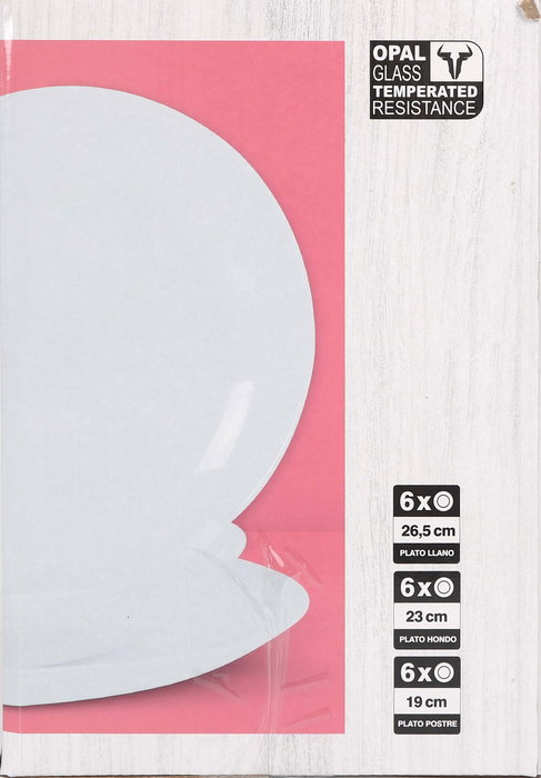 La Mediterranea - Vajilla 18 Piezas Red Opal de la Colección Whom con Platos de 26.5 cm, 23 cm y 19 cm (2 Unidades)