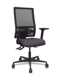 Silla de oficina Bormate con mecanismo Asincro tapizada con Tela color Gris oscuro y malla color Negro. Equipada con lumbar 1D, Brazos 2D y Ruedas 65mm nailon