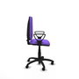 Silla de oficina Aýna con mecanismo Contacto permanente básico tapizada con Tela color Lila. Equipada con Base poliamida negra, Brazos fijos y Ruedas autofrenantes