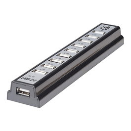 MANHATTAN Hub USB 2.0 de escritorio de 10 puertos con adaptador AC