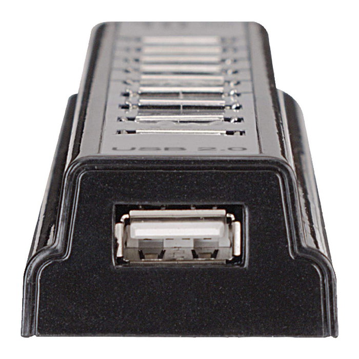 MANHATTAN Hub USB 2.0 de escritorio de 10 puertos con adaptador AC