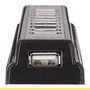 MANHATTAN Hub USB de sobremesa 10 Puertos USB 2.0, 480 Mbps, Negro/Plata, con alimentacion externa, Plug and Play, para Windows/Mac