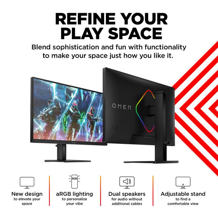 HP Monitor Gaming OMEN 27qs 27 Pulgadas QHD 240 Hz 1 ms, NVIDIA G-SYNC Compatible, HDR 400, 99% sRGB, Hub USB, Altavoces, RGB - Monitor para Juegos de Alta Gama
