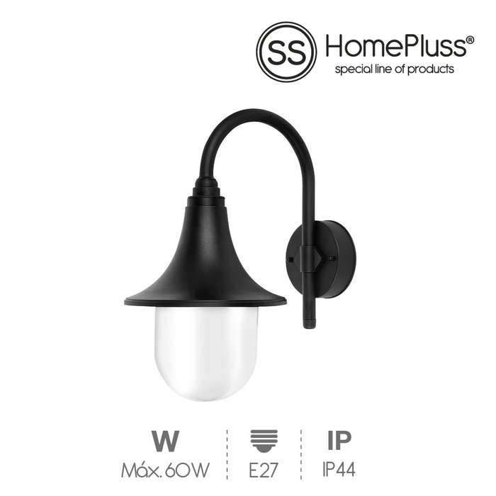 HomePluSS Farol de jardín Campana E27 IP44 Negro HomePluSS Farol de jardín Campana E27 IP44 Negro