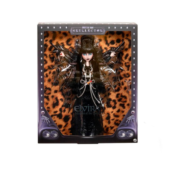 Monster High Muñeca Skullector Elvira Hyv99 Mattel icónica presentadora reina de las tinieblas con vestido gótico y capa de murciélago Monster High Muñeca Skullector Elvira Hyv99 Mattel icónica presentadora reina de las tinieblas con vestido gótico y capa de murciélago