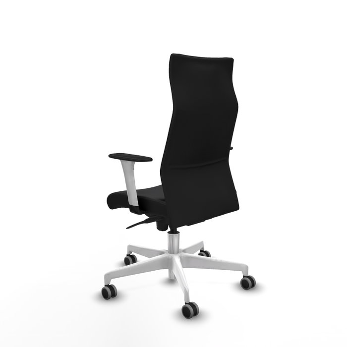 PIQUERAS Y CRESPO Sillón Albacete Negro con Mecanismo Sincro y Base Blanca
