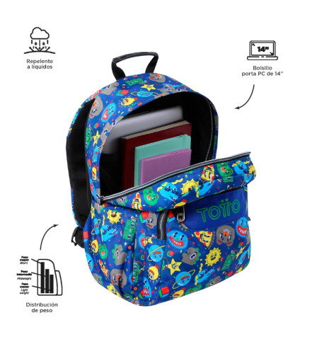 Totto Mochila Acuareles MA04ECO021-2416N-8JZ 20L 33 x 44 x 14 cm