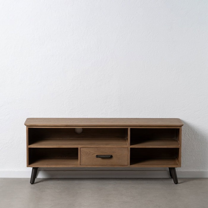Mueble de TV Negro Natural Hierro Madera de abeto 150 x 41 x 59 cm
